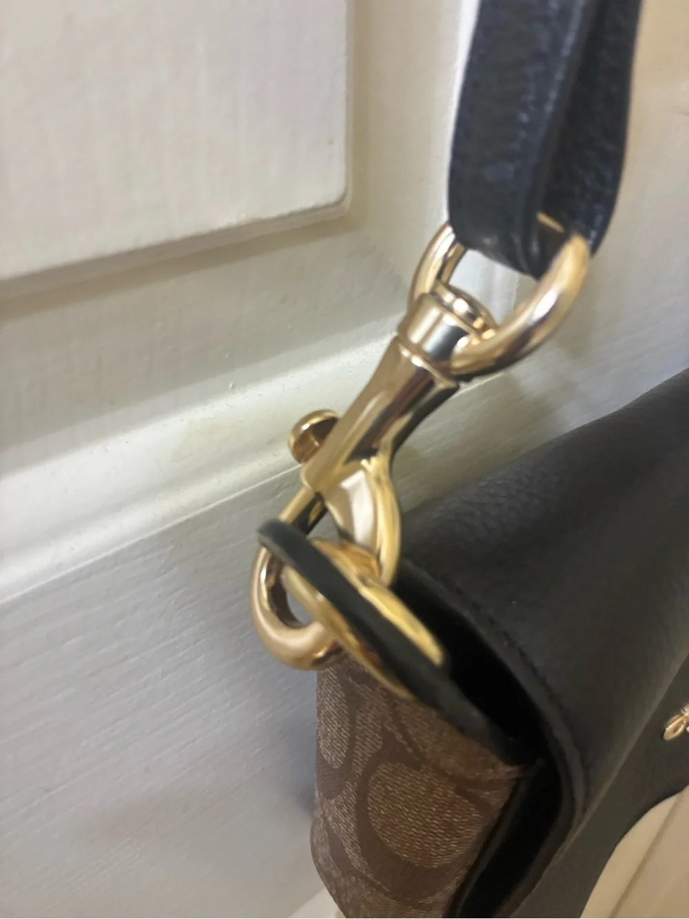 Coach Jet Messenger bag  black leather and monogrammed body NWOT